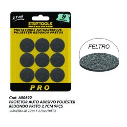 Protetor Auto Adesivo Poliester Redondo Preto 2,7cm 9pç